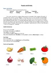 English Worksheet: Foods And Drinks