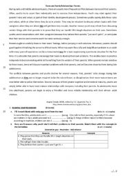 English Worksheet: Teens and Family Relationships : Parents