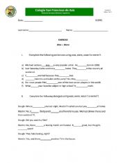 English Worksheet: Was - Were