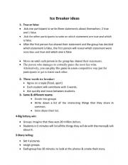 English Worksheet: ice breaker ideas