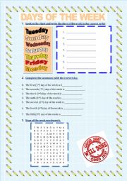 English Worksheet: The Days of the Week