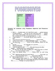 English Worksheet: possessives