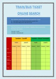 English Worksheet: Searching and buying train & bus tickets online