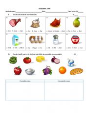 English Worksheet: Worksheet Food 