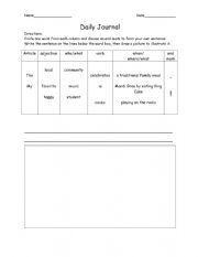 English Worksheet: Journal Guide (Beginners)