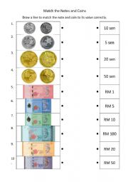 English worksheet: Malaysian Ringgit and Sen