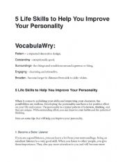 English Worksheet: 5 Life Skills to Help You Improve Your Personality