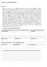 English Worksheet: writing a short paragraph 