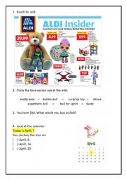 English Worksheet: Toys Add to read and exercise