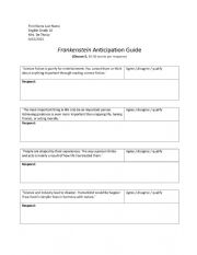 English Worksheet: FRANKESTEIN ANTICIPATION