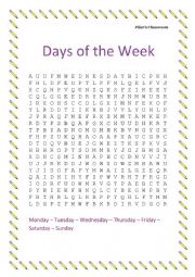 English Worksheet: Day of the week