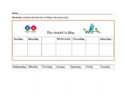 English Worksheet: May Editable Calendar Worksheet