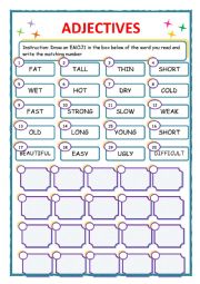 English Worksheet: ADJECTIVES