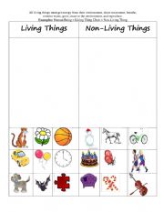 Living and Non-living Things Worksheet