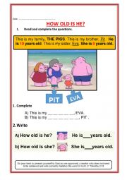 English Worksheet: HOW OLD IS HE