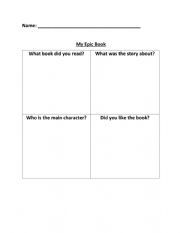 English Worksheet: My Epic Reader Worksheet