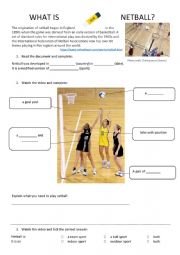 English Worksheet: Netball introduction