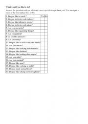 English Worksheet: What would you like to be?