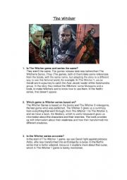 English Worksheet: The Witcher videogame vs series answers