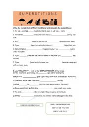 English Worksheet: First Conditional and superstitions