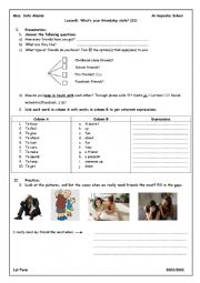 English Worksheet: What�s your friendship style?