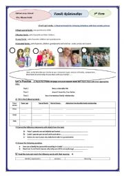 English Worksheet: Family Relationships    /Module one / Lesson one