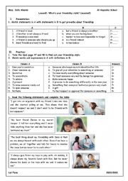 English Worksheet: What�s your friendship style? 
