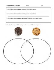 English Worksheet: Compare & Contrast Essay Structures and Practice