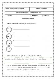 English Worksheet: 7th trem 1