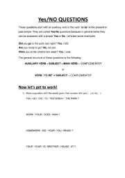 English Worksheet: yes/no questions and Wh-questions