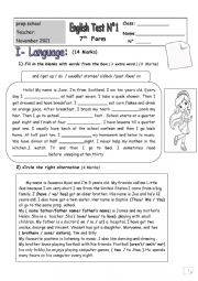 English Worksheet: 7th mid term1