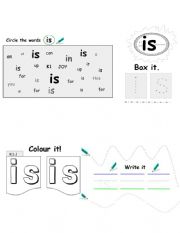 English Worksheet: Sight word �is�