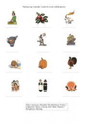 English Worksheet: Thanksgiving vocabulary