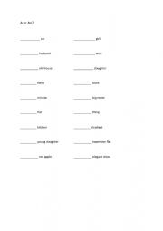 English Worksheet: A or an?