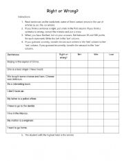 English Worksheet: Right or wrong?