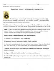 English worksheet: Self Reliance