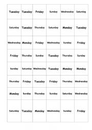 English Worksheet: Days of a week (connect 4)