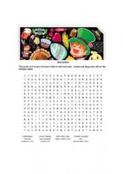 English Worksheet: Holidays word search