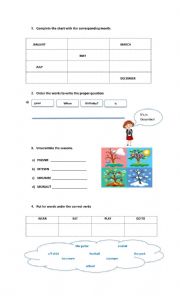 English Worksheet: Months and seassons