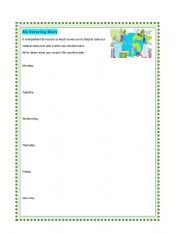 English Worksheet: My Recycling Diary