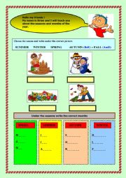 English Worksheet: Months and Seasons actıvıty