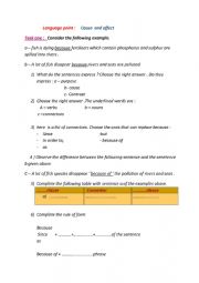 English Worksheet: cause and effects