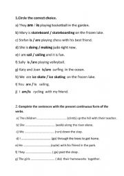 English Worksheet: Presen Continuous Tense