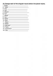 English Worksheet: plural exercise