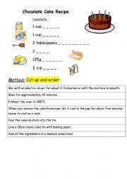 English Worksheet: Chocolate cake and scones recipes