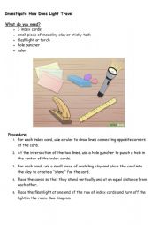 English Worksheet: How does light travel