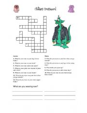 English Worksheet: Clothing Crossword