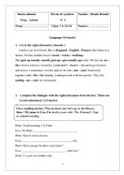 English Worksheet: 7th 1st etrm