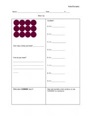 English worksheet: Vocab & Visuals for Combining Like Terms