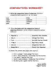 English Worksheet: Comparatives Worksheet